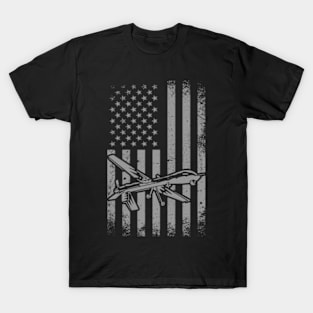 Military Drone MQ-1C Gray Eagle Combat UAV Drone USA Flag T-Shirt